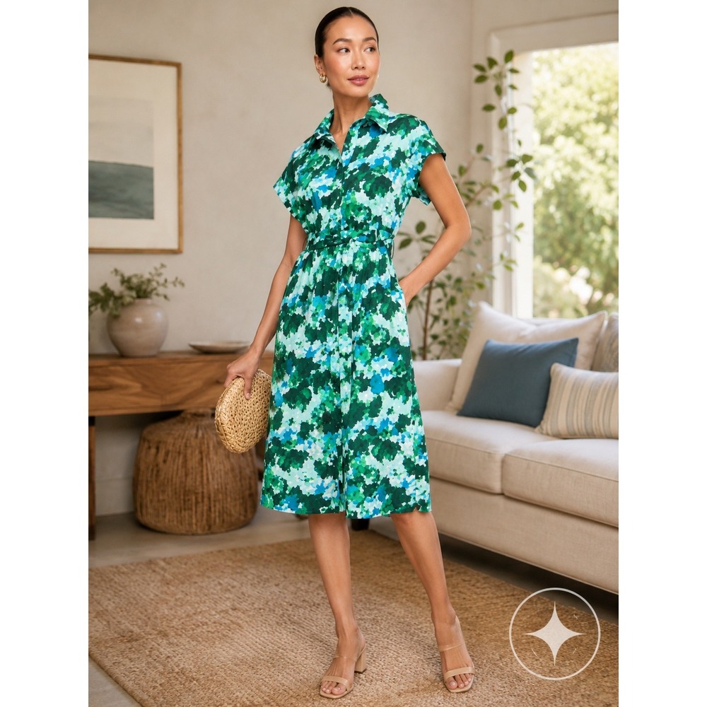 Tuckernuck Chloe Dress Womens XXL Deep Lagoon NWT Watercolor Abstract Dress